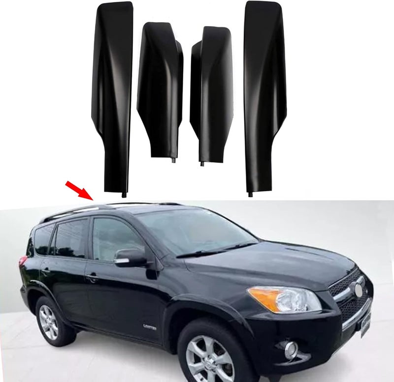 Tocatus Roof Cargo Rack Rail End Cover Shell Cap Trim for Toyota RAV4 2006-2012, Black, 4pcs - Image 1